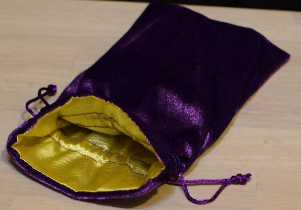 Large Purple Velvet Gift Big Game Dice Bag w/ Yellow Satin Lining Counter Pouch (Online Only)