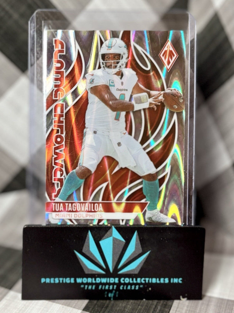 Tua Tagovailoa 2023 Panini Phoenix Holo Silver Flame Throwers #FLA-26 Dolphins (ONLINE ORDER ONLY)
