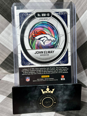 John Elway 2022 Panini Mosaic Blue Men of Mastery /99 #MM-19 Denver Broncos SP (ONLINE ORDER ONLY)