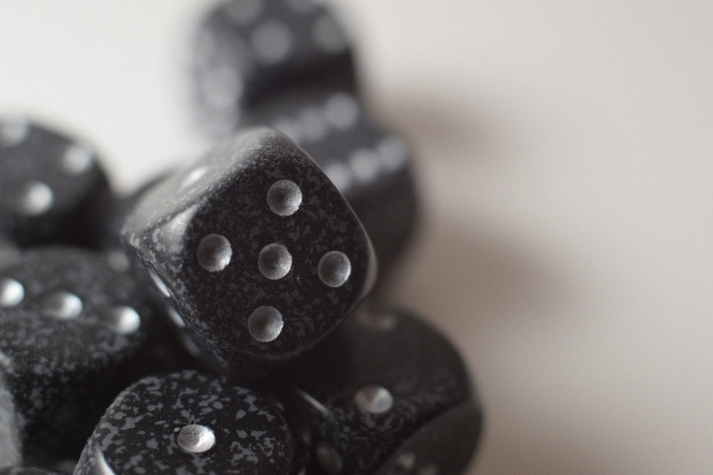 Ninja Speckled 16mm D6 Pipped | Black/Grey (sold per piece) (Online Only)