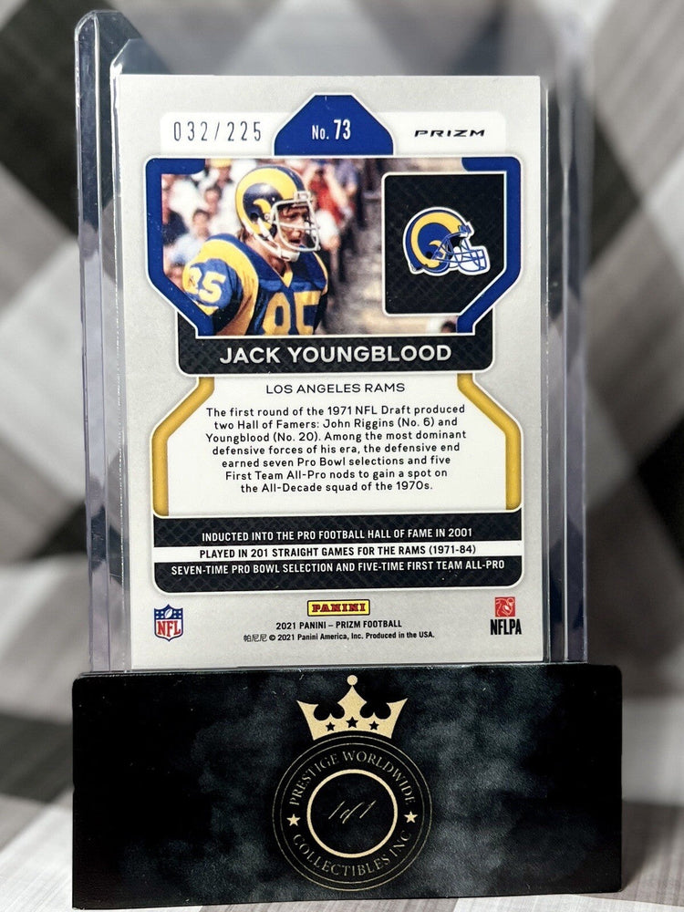 Jack Youngblood 2021 Panini Prizm Purple Cracked Ice /225 #73 Los Angeles Rams (ONLINE ORDER ONLY)
