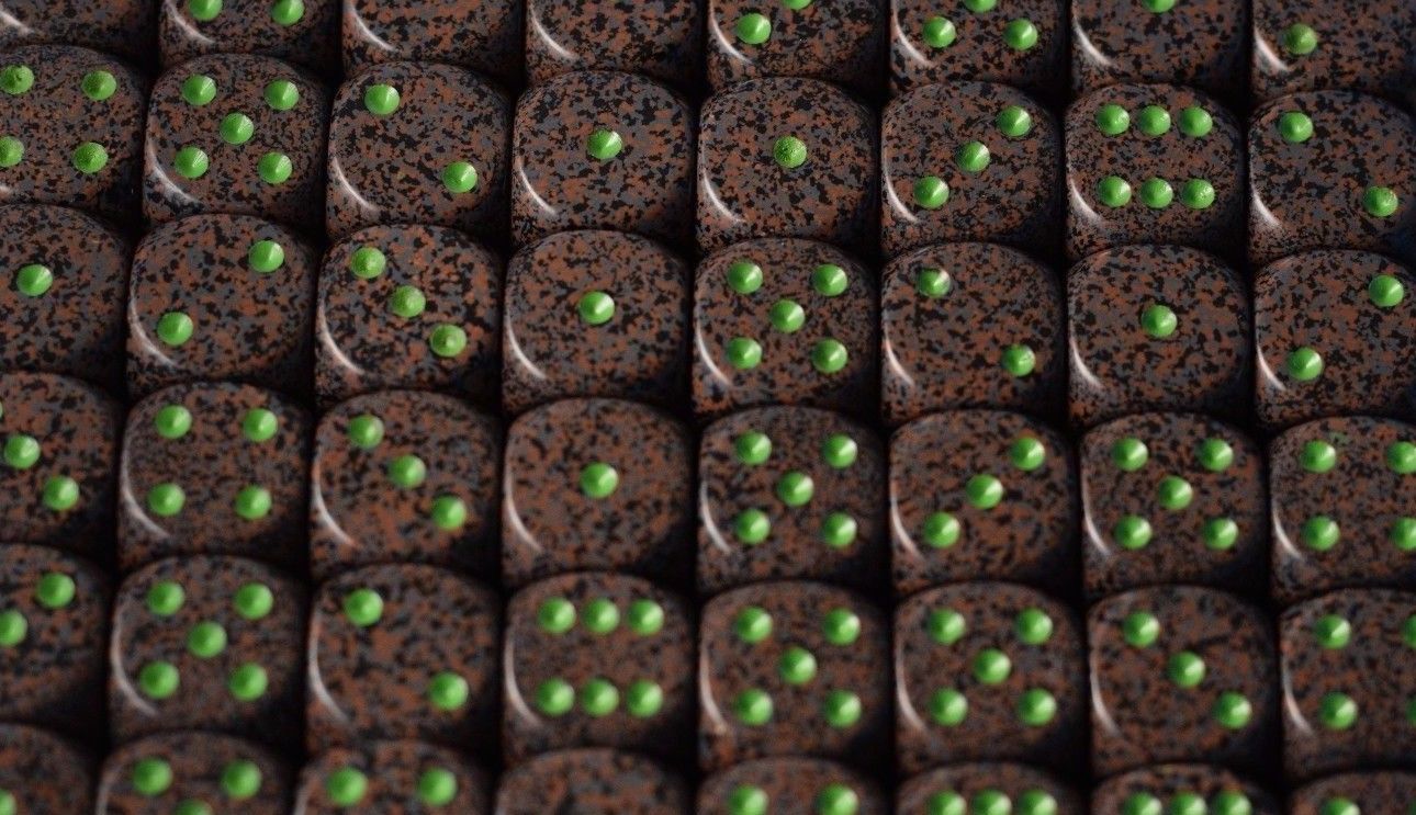 Earth Speckled 16mm D6 Pipped | Sold per Die (Green + Brown Dice) (Online Only)
