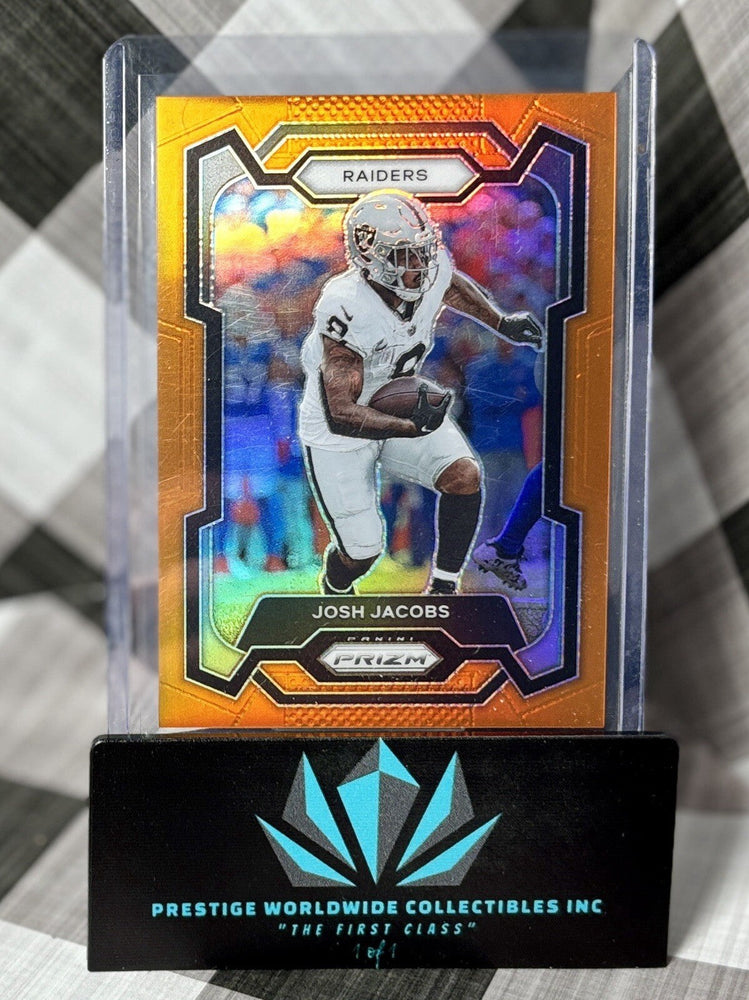 Josh Jacobs 2023 Panini Prizm Orange Prizm /249 #178 Las Vegas Raiders & Packers (ONLINE ORDER ONLY)
