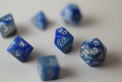New Shiny Steel Blue Miniature Poly Dice Set Small (7) RPG DnD Mini Cute (Online Only)