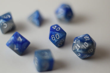 New Shiny Steel Blue Miniature Poly Dice Set Small (7) RPG DnD Mini Cute (Online Only)