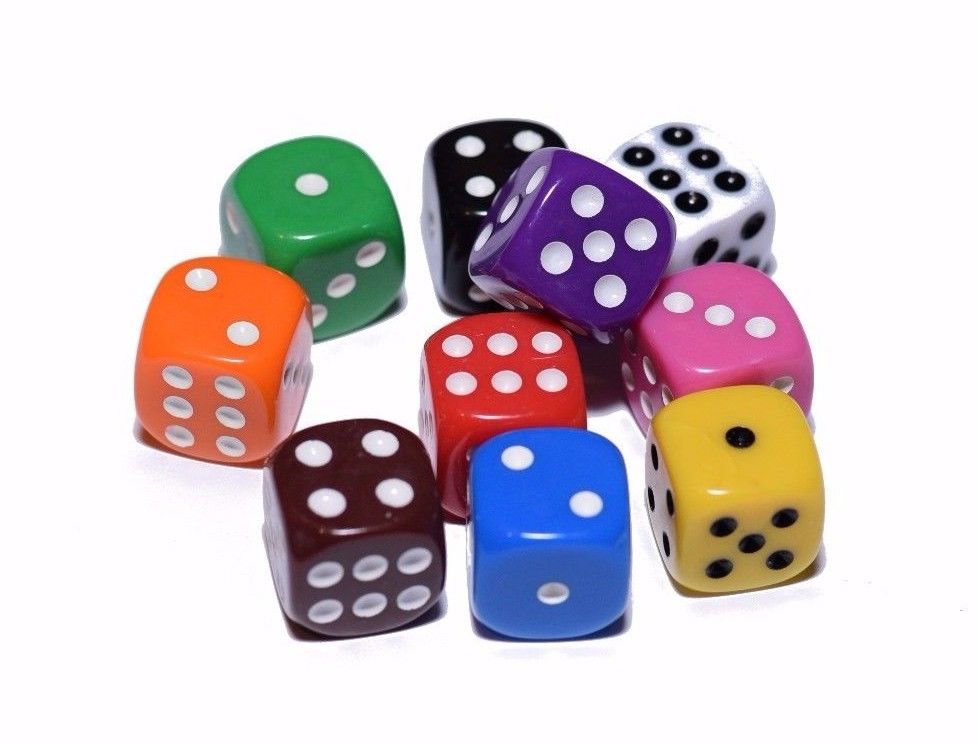 10 Red Orange Yellow Green Blue Red Opaque Dice Set 16mm 6-Sided RPG Magic D&D (Online Only)