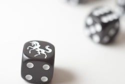 NEW Black Dice w/ White Unicorns Dice D6 Bunco RPG 16mm Roll (sold per die) (Online Only)