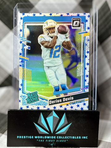 Derius Davis 2023 Donruss Optic Rated Rookie Blue Stars Emoji #264 Chargers RC (ONLINE ORDER ONLY)