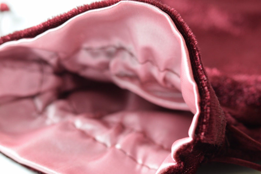 Large Maroon Velvet Gift Big Game Dice Bag w/ Pink Satin Lining Counter Pouch (Online Only)