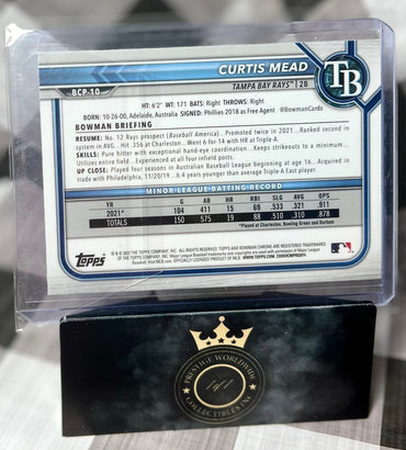 Curtis Mead 2022 Bowman Chrome 1st Mojo Refractor #BCP-10 Tampa Bay Rays (ONLINE ORDER ONLY)