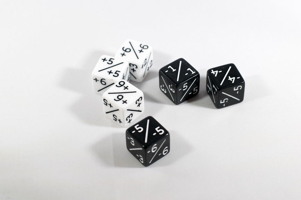 White & Black D6 MTG +1 & -1 Counter Dice - 6 Pack - Magic: The Gathering DnD (Online Only)