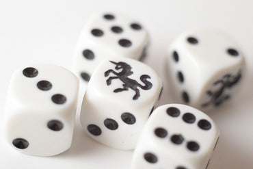 White Dice with Black Unicorns Dice Sided Bunco RPG D6 16mm Roll (sold per die) (Online Only)