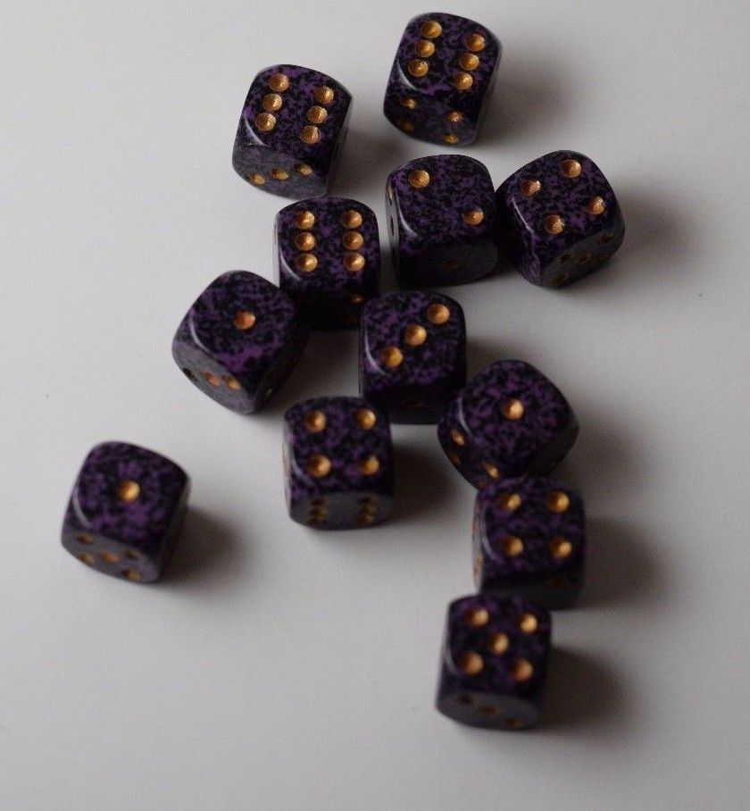 Hurricane Speckled 12mm D6 Pipped | Small Pipped Purple Dice (sold per piece) (Online Only)
