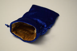 Large Blue Velvet Gift Bag RPG Game Dice Bag w/ GOLD Velvet Lining Counter Pouch (Online Only)