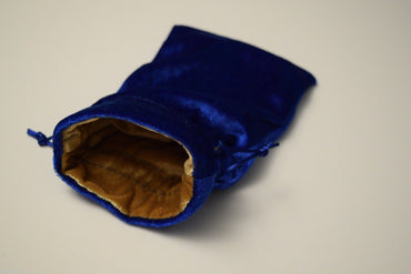 Large Blue Velvet Gift Bag RPG Game Dice Bag w/ GOLD Velvet Lining Counter Pouch (Online Only)