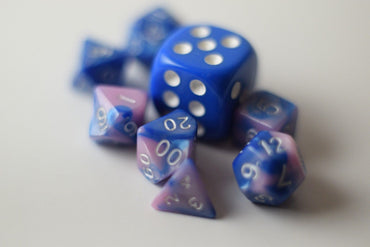 New Shiny Pink Blue Miniature Poly Dice Set Small (7) RPG DnD Mini Cute (Online Only)