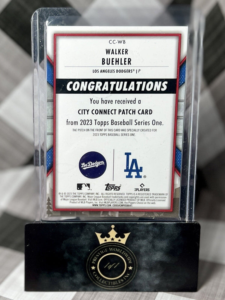 Walker Buehler 2023 Topps Series 1 City Connect Patch Relic #CC-WB Los Dodgers (ONLINE ORDER ONLY)