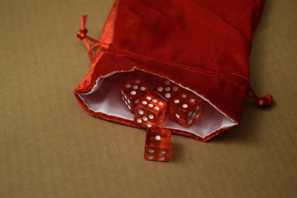 NEW Large Red Velvet RPG Game Dice Bag w/ White Satin Lining Counter Pouch Gift (Online Only)