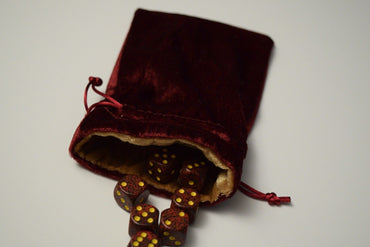 Large Maroon Velvet Gift Bag Game Dice Bag w/ GOLD Velvet Lining Counter Pouch (Online Only)