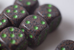 Earth Speckled 16mm D6 Pipped | Sold per Die (Green + Brown Dice) (Online Only)