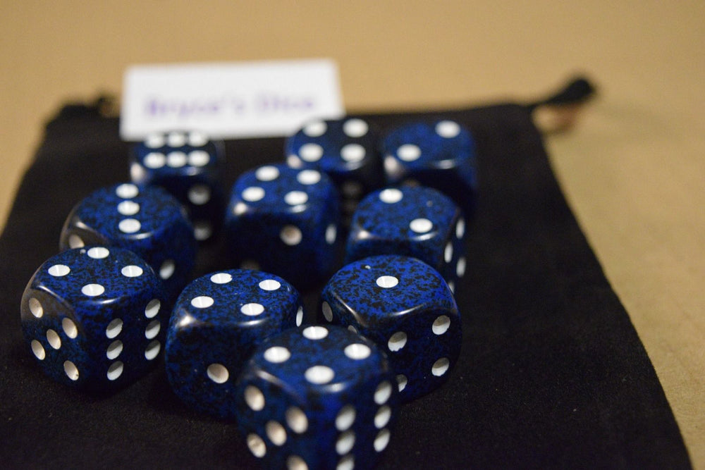 Speckled 16mm D6 RPG Chessex Dice (1 Die) - Stealth - Speckled Blue and Black (Online Only)