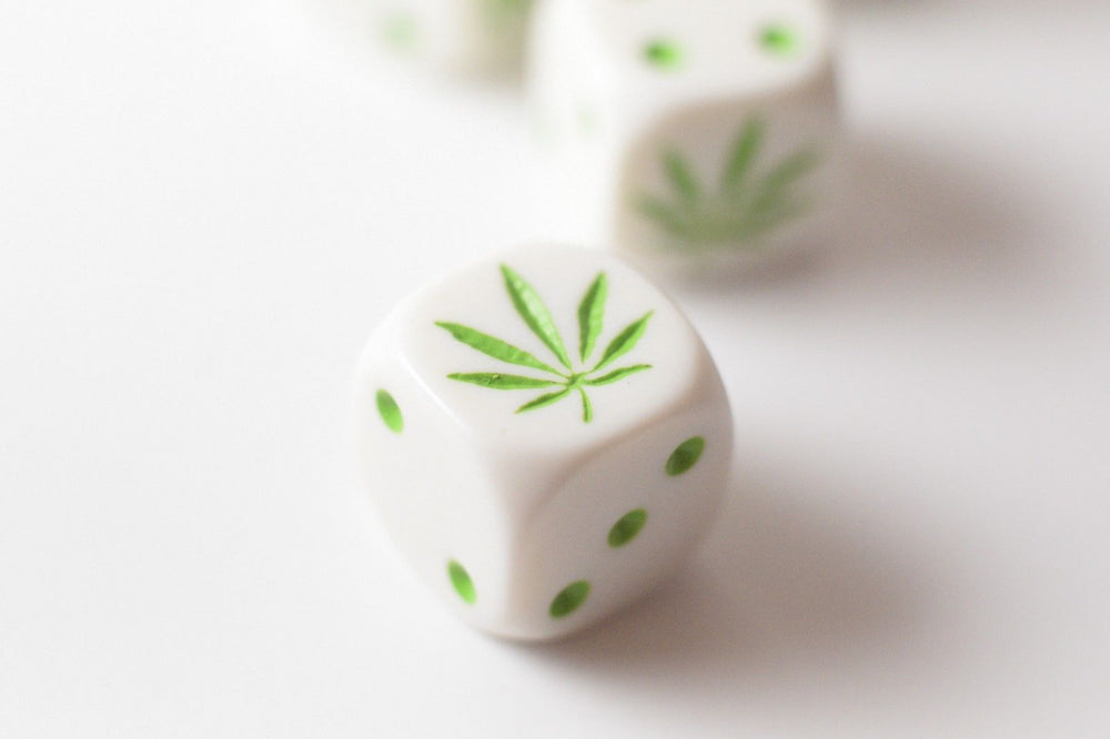 Six Sided D6 16mm Marijuana dice Die White with Green Pips 420 RPG (per piece) (Online Only)
