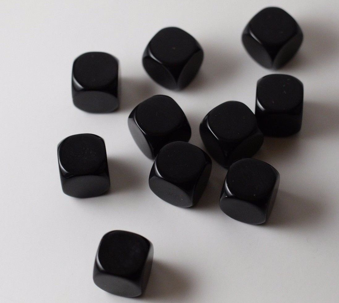 (Sold by Piece) Blank Black Dice / Counting Cubes 16mm D6 Square RPG Gaming Dice DIY (Online Only)