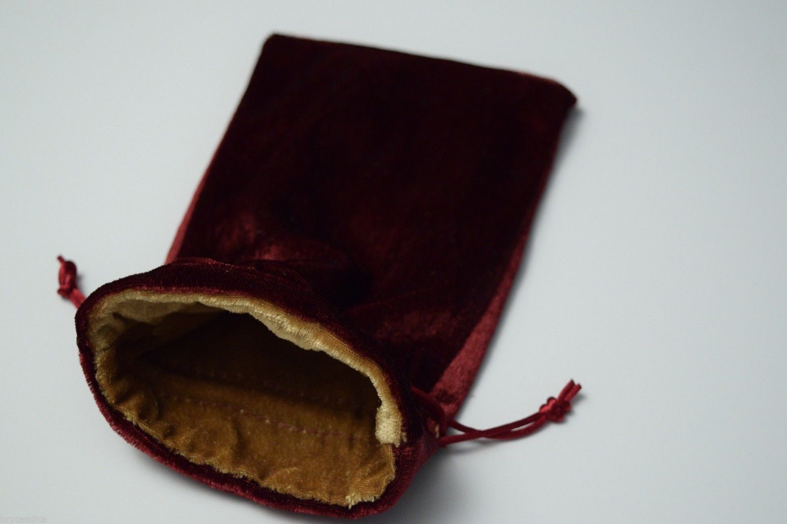 Large Maroon Velvet Gift Bag Game Dice Bag w/ GOLD Velvet Lining Counter Pouch (Online Only)
