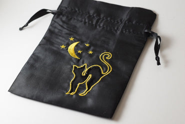 Black Cat Gift Bag Large Game Dice Bag White Counter Pouch Taffeta Scary Night (Online Only)