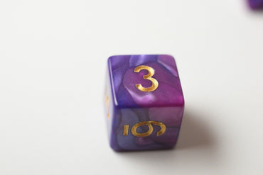 NEW Royal Purple & Blue Regal Swirl Poly Dice Set (7) RPG DnD w/ Gold Numbers (Online Only)