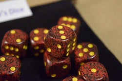 Mercury Speckled 16mm D6 Pipped | Sold Per Die (Red/Black/Yellow) (Online Only)