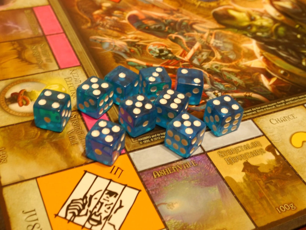 NEW 10 Transparent Blue w/ White Pip Bunco Gaming Dice Set 16mm D6 Great Quality (Online Only)
