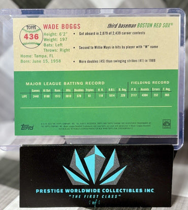 Wade Boggs 2023 Topps Chrome Platinum Topps Refractor /499 #436 Boston Red Sox (ONLINE ORDER ONLY)