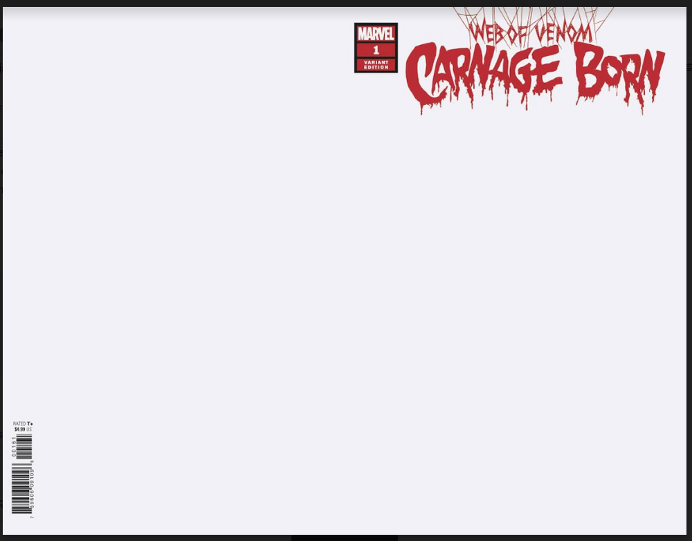 Web Of Venom Carnage Born #1 Blank Sketch Variant Donny Cates (11/21/2018) (ONLINE ORDER ONLY)
