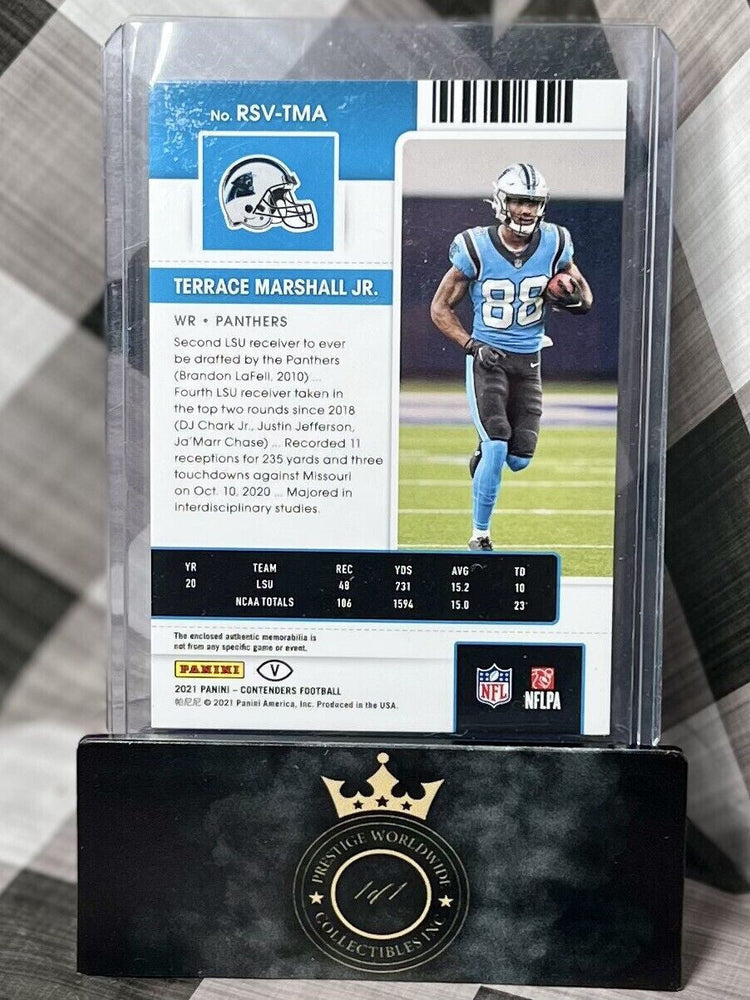 Terrace Marshall Jr. 2021 Contenders Rookie Ticket Var Patch #RSV-TMA Panthers (ONLINE ORDER ONLY)
