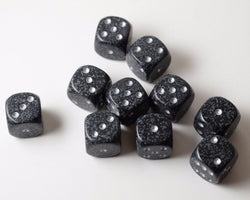 Ninja Speckled 16mm D6 Pipped | Black/Grey (sold per piece) (Online Only)