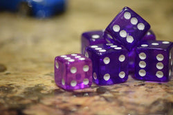 Purple 5 Transparent w/ White Pip Bunco Gaming Dice set 19mm D6 Yahtzee Quality (Online Only)