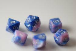 New Shiny Pink Blue Miniature Poly Dice Set Small (7) RPG DnD Mini Cute (Online Only)