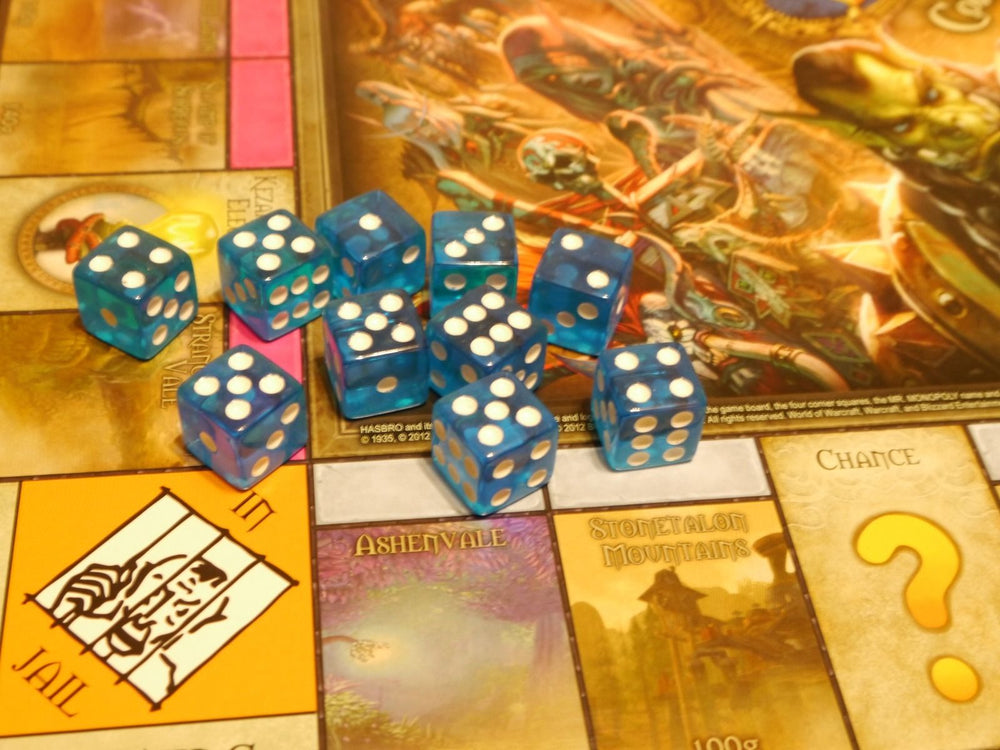 NEW 10 Transparent Blue w/ White Pip Bunco Gaming Dice Set 16mm D6 Great Quality (Online Only)