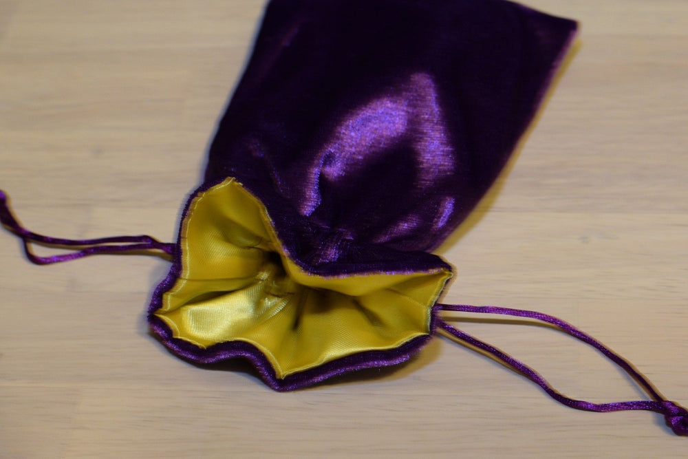 Large Purple Velvet Gift Big Game Dice Bag w/ Yellow Satin Lining Counter Pouch (Online Only)
