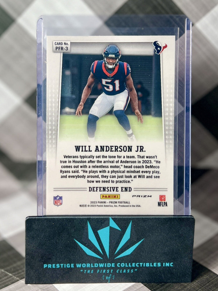 Will Anderson Jr 2023 Prizm Throwback Silver Rookie #PFR-3 Houston Texans RC (ONLINE ORDER ONLY)
