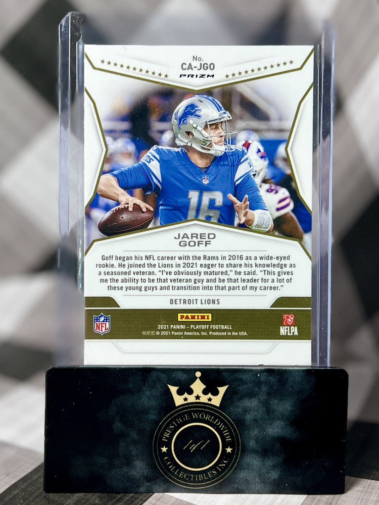Jared Goff 2021 Panini Playoff Silver Holo Call to Arms #CA-JGO Detroit Lions (ONLINE ORDER ONLY)
