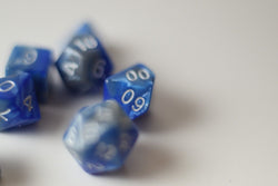 New Shiny Steel Blue Miniature Poly Dice Set Small (7) RPG DnD Mini Cute (Online Only)