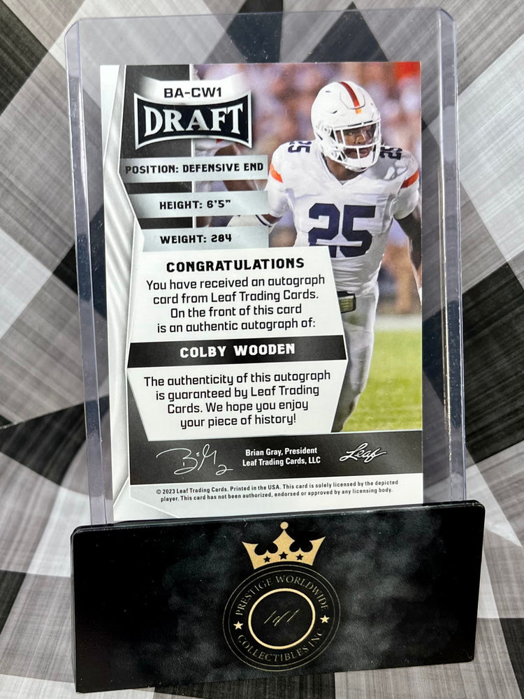 Colby Wooden 2023 Leaf Draft Red Rookie Auto #BA-CW1 (ONLINE ORDER ONLY)