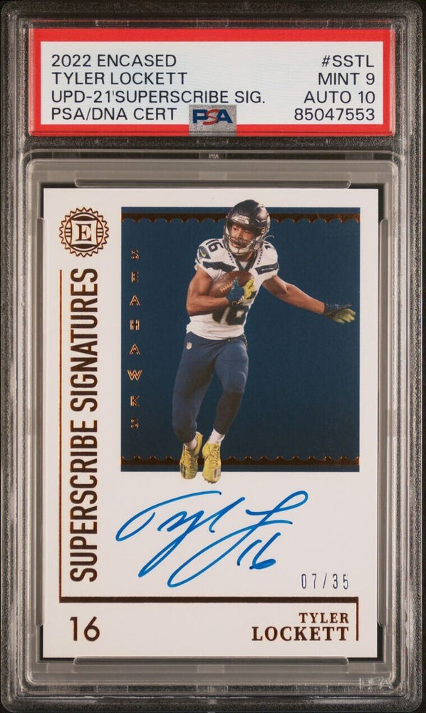 Tyler Lockett 2022 Panini Encased Superscribe /35 PSA 9 Auto 10 #SS-TL Seahawks (ONLINE ORDER ONLY)