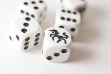 White Dice with Black Unicorns Dice Sided Bunco RPG D6 16mm Roll (sold per die) (Online Only)