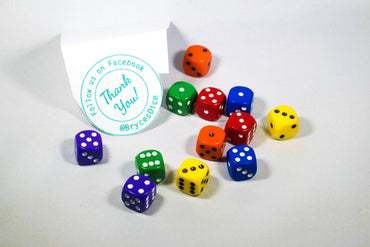 New Dice 12mm 6-sided Red Orange Yellow Green Blue Purple Small Rainbow 12 Dice (Online Only)