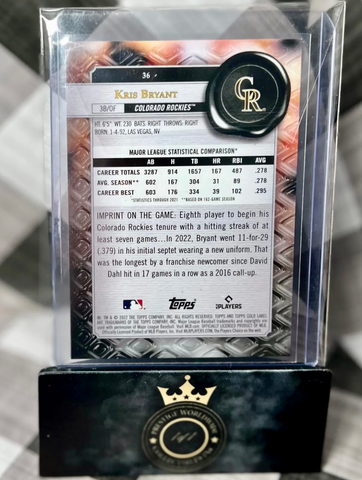 Kris Bryant 2022 Topps Gold Label /75 #36 - COL Rockies (ONLINE ORDER ONLY)