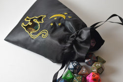 Black Cat Gift Bag Large Game Dice Bag White Counter Pouch Taffeta Scary Night (Online Only)