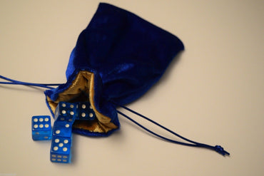 Large Blue Velvet Gift Bag RPG Game Dice Bag w/ GOLD Velvet Lining Counter Pouch (Online Only)